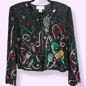 Vintage Y2K Laurence Kazar  Sequin Jacket
